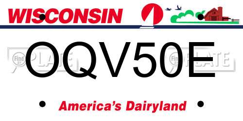 OQV50E Wisconsin License Plate