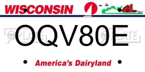 OQV80E Wisconsin License Plate