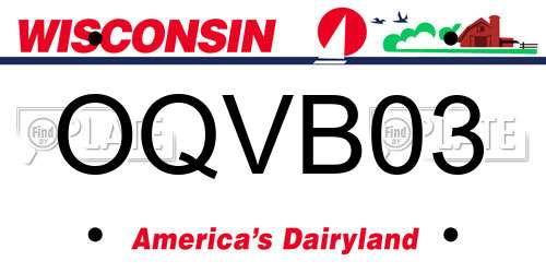 OQVB03 Wisconsin License Plate