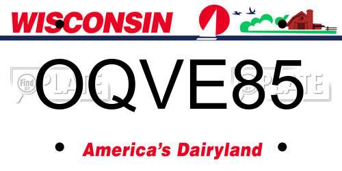 OQVE85 Wisconsin License Plate