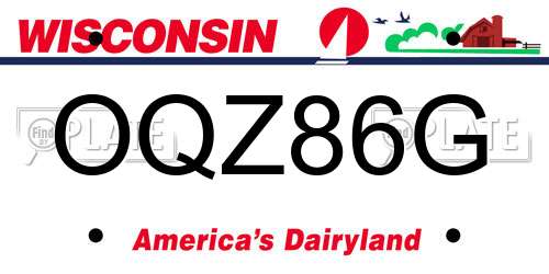 OQZ86G Wisconsin License Plate
