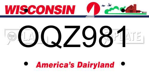 OQZ981 Wisconsin License Plate
