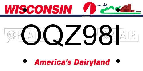 OQZ98I Wisconsin License Plate