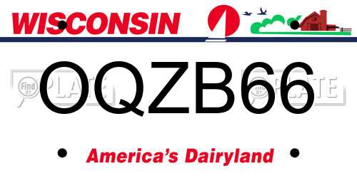 OQZB66 Wisconsin License Plate