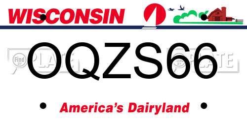 OQZS66 Wisconsin License Plate