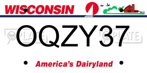 OQZY37 Wisconsin License Plate