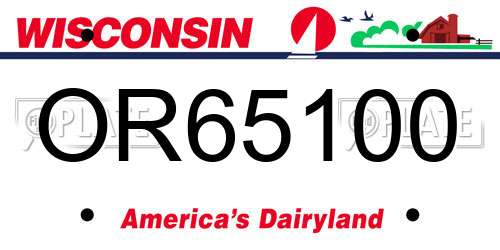 OR65100 Wisconsin License Plate