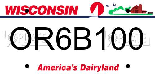 OR6B100 Wisconsin License Plate