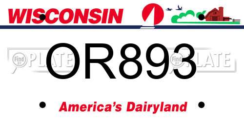 OR893 Wisconsin License Plate