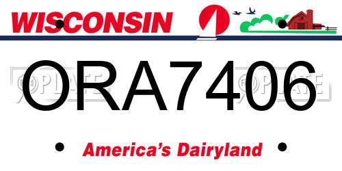 ORA7406 Wisconsin License Plate