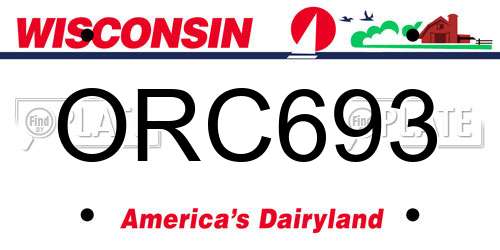 ORC693 Wisconsin License Plate