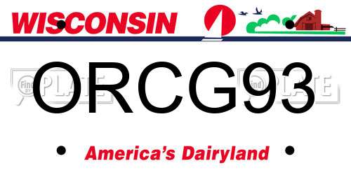 ORCG93 Wisconsin License Plate
