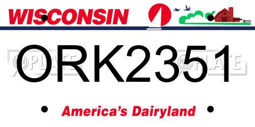 ORK2351 Wisconsin License Plate