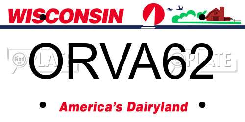 ORVA62 Wisconsin License Plate