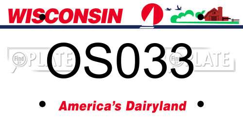 OS033 Wisconsin License Plate