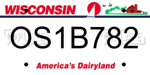OS1B782 Wisconsin License Plate