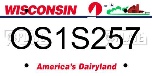 OS1S257 Wisconsin License Plate