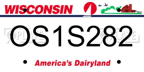 OS1S282 Wisconsin License Plate