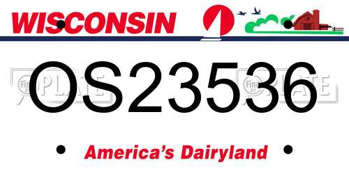 OS23536 Wisconsin License Plate