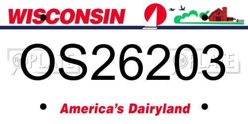 OS26203 Wisconsin License Plate