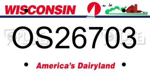 OS26703 Wisconsin License Plate