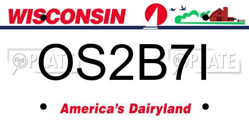 OS2B7I Wisconsin License Plate