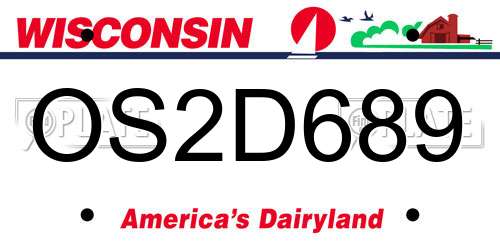 OS2D689 Wisconsin License Plate
