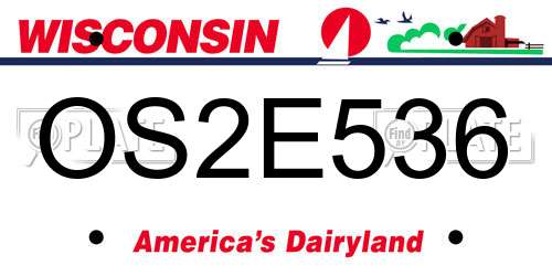 OS2E536 Wisconsin License Plate