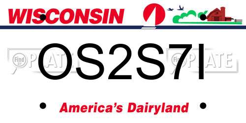 OS2S7I Wisconsin License Plate