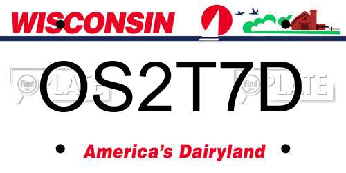 OS2T7D Wisconsin License Plate