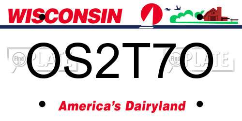 OS2T7O Wisconsin License Plate