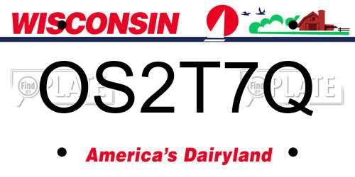 OS2T7Q Wisconsin License Plate