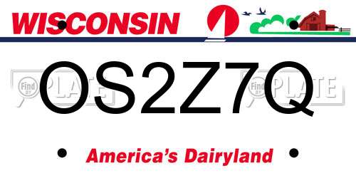 OS2Z7Q Wisconsin License Plate