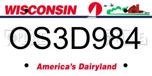 OS3D984 Wisconsin License Plate