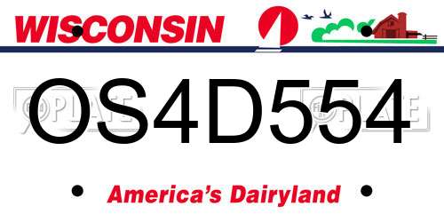 OS4D554 Wisconsin License Plate