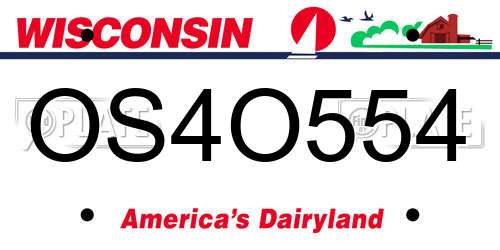 OS4O554 Wisconsin License Plate