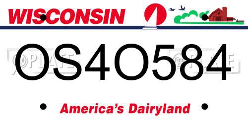 OS4O584 Wisconsin License Plate