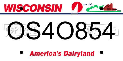 OS4O854 Wisconsin License Plate