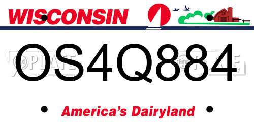 OS4Q884 Wisconsin License Plate