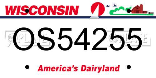 OS54255 Wisconsin License Plate
