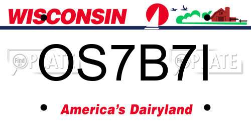 OS7B7I Wisconsin License Plate