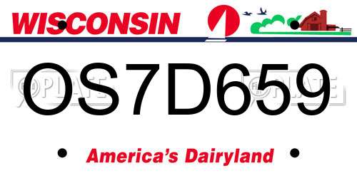 OS7D659 Wisconsin License Plate