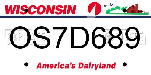 OS7D689 Wisconsin License Plate