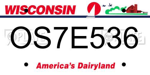 OS7E536 Wisconsin License Plate