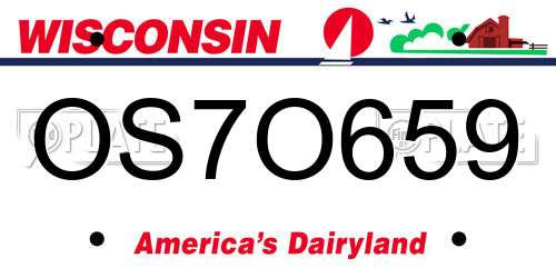OS7O659 Wisconsin License Plate