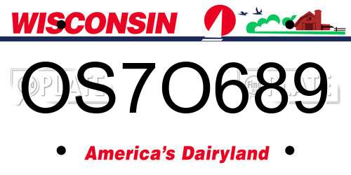 OS7O689 Wisconsin License Plate