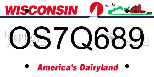 OS7Q689 Wisconsin License Plate
