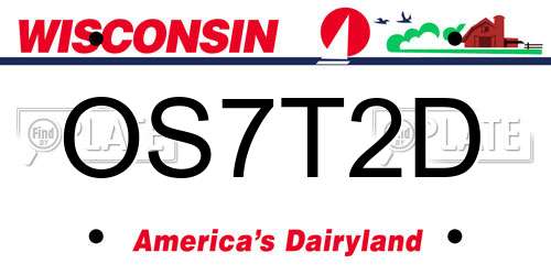 OS7T2D Wisconsin License Plate