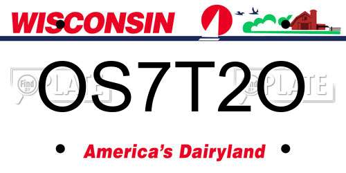 OS7T2O Wisconsin License Plate