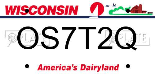 OS7T2Q Wisconsin License Plate